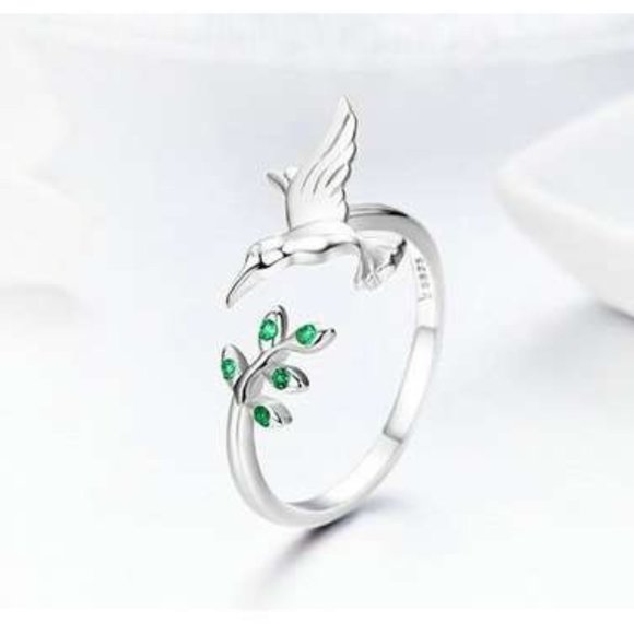 Flying Hummingbird Adjustable Sterling Silver Ring - Picture 3 of 4